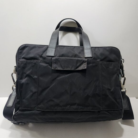 Prada Tessuto Convertible Business Bag VA0611 Black Nylon/Saffiano Leather Trim - Picture 2 of 16